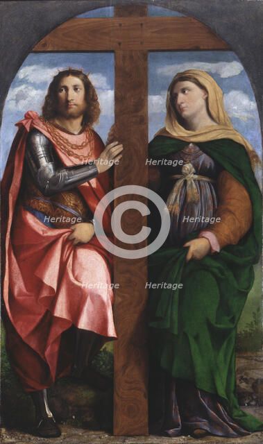 Exaltation of the Cross. Saints Constantine the Great and Helena, 1520-1522. Creator: Palma il Vecchio, Jacopo, the Elder (1480-1528).