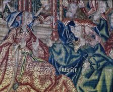 Exaltation of Joseph tapestry of the series History of Joseph, detail of Potiphar and his wife.…