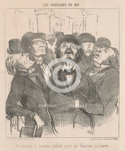 Examinant le nouveau plafond ..., 19th century. Creator: Honore Daumier.