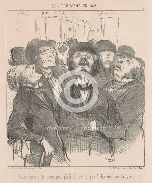 Examinant le nouveau plafond ..., 19th century. Creator: Honore Daumier.