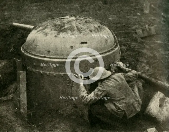 'Examining a Captured German Anti-tank Gun', First World War, c1917, (c1920).  Creator: Unknown.