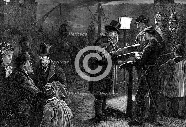 Examining passports, Dieppe, 1871. Creator: Unknown.