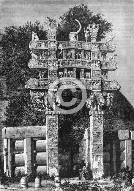'Example of Hindoo Architecture: North Gate of the Temple of Sanchi', c1891. Creator: James Grant.
