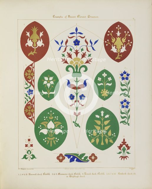 'Examples of Ancient Floriated Ornament', 1849. Creator: H C Maguire.