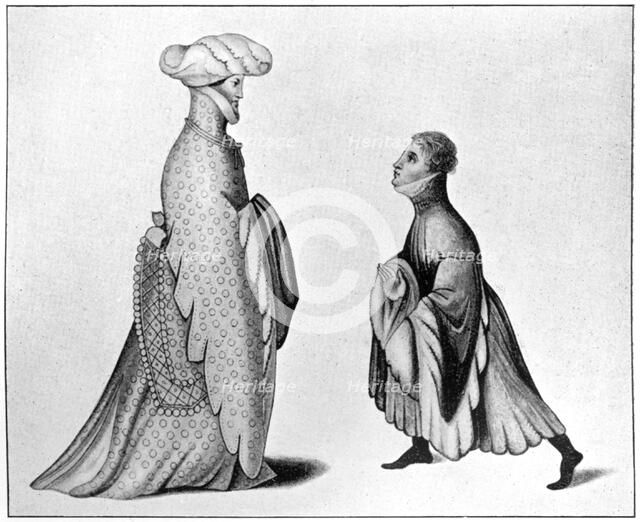 Examples of the houppelande, 14th century, (1910). Artist: Unknown