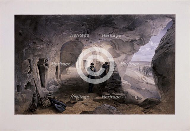 'Excavated Church in the Caverns at Inkermann Looking West', Crimea, Ukraine, 1855. Artist: Day & Son