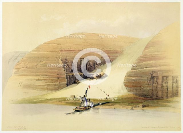Excavated Temple of Abu Simbel, Nubia, Egypt, c1845. Creator: David Roberts.