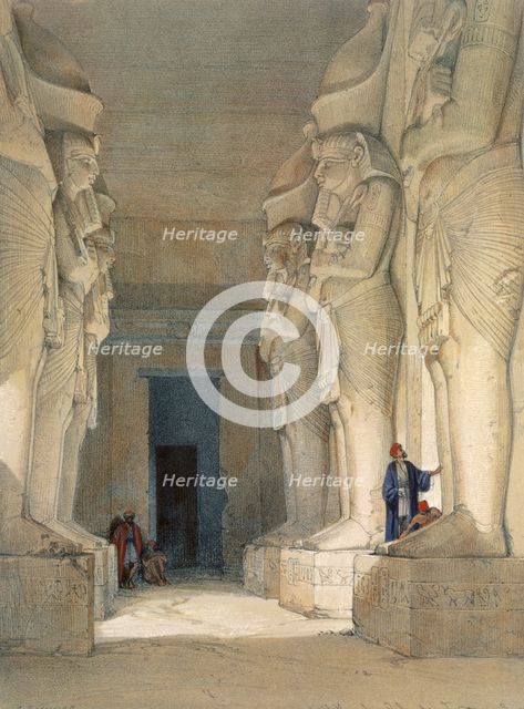 Excavated temple of Gyrshe, Nubia, 19th century. Creator: David Roberts.