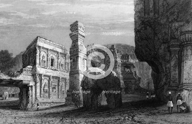 'Excavated Temple of Kylas, Caves of Ellora', 1834. Creator: Samuel Prout.