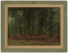 Excavating a Canoe - Nayas Indians, 1855/1869. Creator: George Catlin