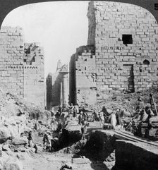 Excavating an avenue to the Temple of Karnak, Thebes, Egypt 1905.Artist: Underwood & Underwood