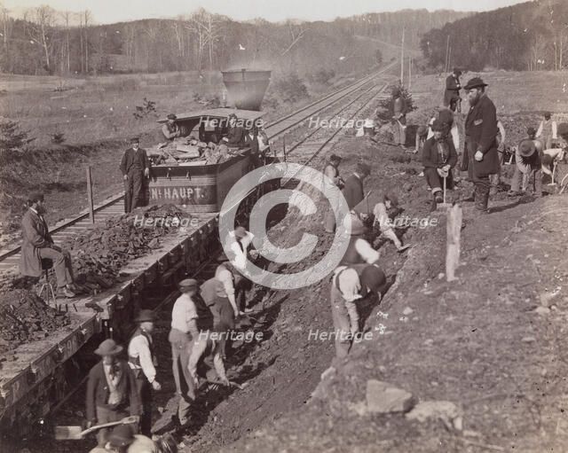 Excavating for "Y" at Devereaux Station, Orange & Alexandria Railroad, 1863. Creator: Andrew Joseph Russell.
