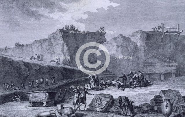 Excavation work at Herculaneum, Italy, 1781.  Creator: Guttenberg.