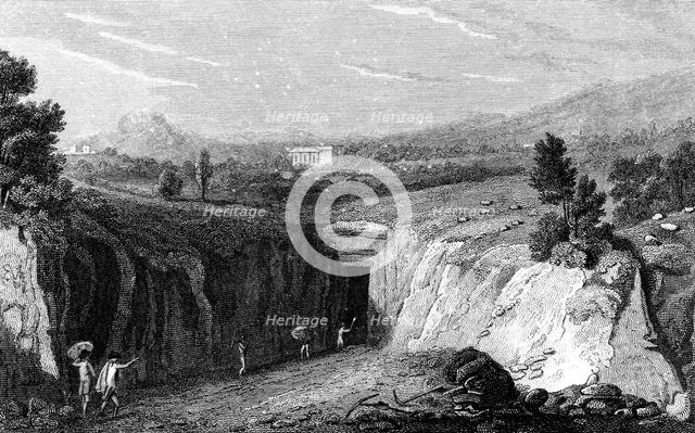 Excavation leading to the remains of the Roman town of Herculaneum, Italy, 1815. Artist: Unknown