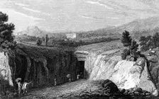 Excavation leading to the remains of the Roman town of Herculaneum, Italy, 1815