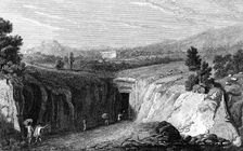 Excavation leading to the remains of the Roman town of Herculaneum, Italy, 1815