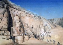 Excavation of the Great Temple of Ramesses II, Abu Simbel 1819. Artist: Louis M. A. Linant de Bellefonds