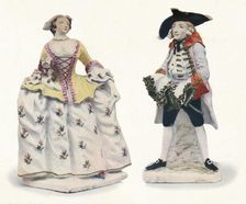 Exceptionally Rare Bow Porcelain Figures Decorated in Colours c1750