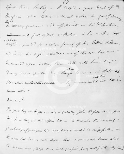 Excerpt from the diary of Charles Greville, 1831. Creator: Charles Greville.