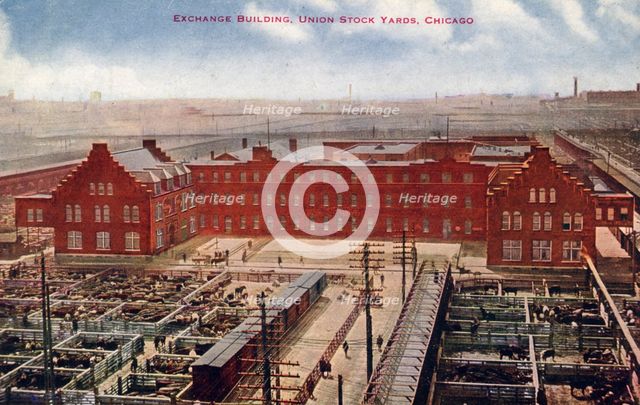 Exchange Building, Union Stock Yards, Chicago, Illinois, USA, 1915. Artist: Unknown