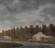 Exchange of Fire on the Vaartse Rijn near Jutphaas, 1787-1788. Creator: Jonas Zeuner