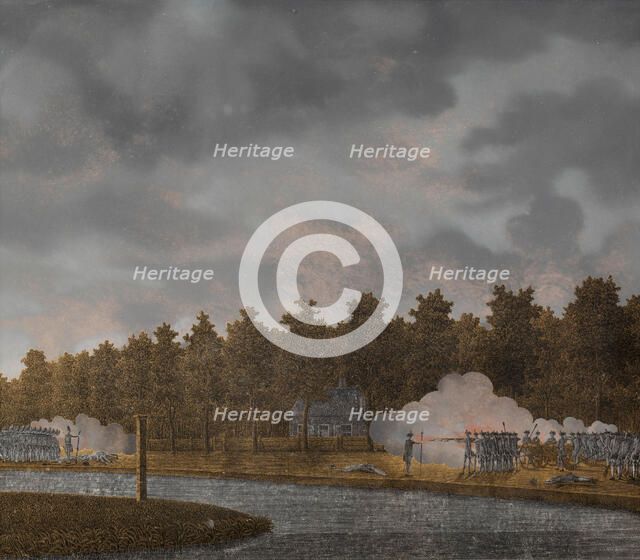 Exchange of Fire on the Vaartse Rijn near Jutphaas, 1787-1788. Creator: Jonas Zeuner.