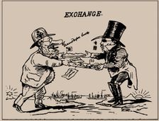 Exchange. The Japan Punch, August 1875, 1875. Creator: Wirgman, Charles (1832-1891)