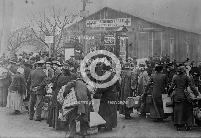 Exchanging French - English prisoners, Singen, Switz., between c1915 and c1920. Creator: Bain News Service.