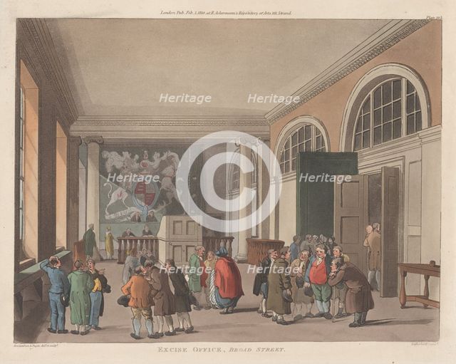 Excise Office, Broad Street, February 1, 1810., February 1, 1810. Creator: Thomas Sutherland.