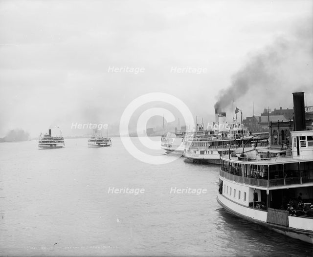 Excursion steamers, Detroit, Mich., between 1900 and 1908. Creator: Unknown.