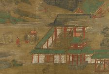 Excursions from the Four Cardinal Gates: Encounter with the Four Sufferings..., early 15th century. Creator: Unknown