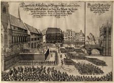 Execution of 27 Protestant Leaders on the Old Town Square in Prague on June 21, 1621, 1621. Artist: Anonymous