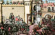 Execution of members of Amboise conspiracy, 1560, late 16th-early 17th century. Creator: Unknown