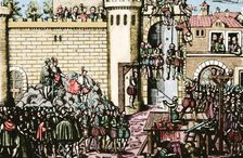 Execution of members of Amboise conspiracy, 1560, late 16th-early 17th century. Creator: Unknown