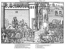 Execution of conspirators at Amboise, French Religious Wars, March 1560 (1570). Artist: Jacques Tortorel