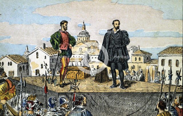 Execution of judge of Aragon, Juan de Lanuza, by order of King Philip II in 1591.