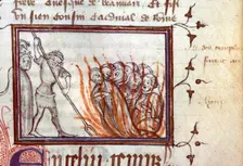 Execution of the Templars. From Fleurs des chroniques by Bernardus Guidonis, after 1384. Creator: Anonymous