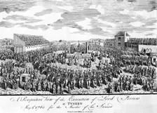 Execution of the Earl of Ferrers at Tyburn, Paddington, London, 1760. Creator: Unknown