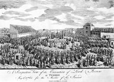 Execution of the Earl of Ferrers at Tyburn, Paddington, London, 1760. Creator: Unknown