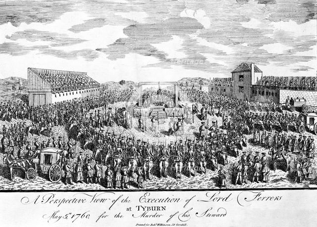 Execution of the Earl of Ferrers at Tyburn, Paddington, London, 1760. Creator: Unknown.