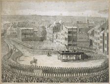Execution of the rebel lords in 1745 Tower Hill, London, 18th century. Artist: Neele & Stockley