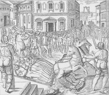 Execution of three Carthusian martyrs, Tyburn, London, 1535 (1904). Artist: Nicolas Beatrizet