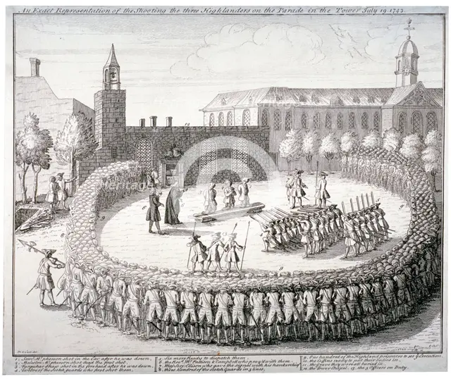 Execution at the Tower of London, 1743. Artist: CM