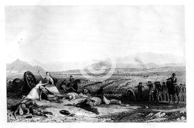 Execution by firing squad, Culloden Moor, Scotland, 1860.Artist: H Griffiths