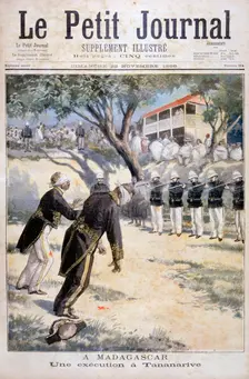 Execution by firing squad in Tananarive, (Antananarivo), Madagascar, 1896. Creator: F Meaulle