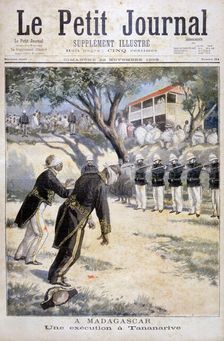 Execution by firing squad in Tananarive, (Antananarivo), Madagascar, 1896. Creator: F Meaulle