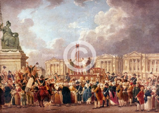 Execution by Guillotine in Paris during the French Revolution, 1790s (1793-1807). Artist: Pierre Antoine de Machy