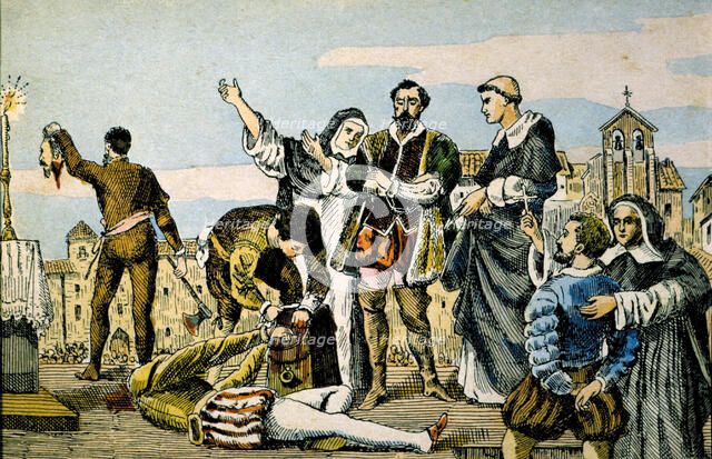 Execution in Villalar in 1521 of the three commoner leaders: Juan de Padilla, Juan Bravo and Fran…