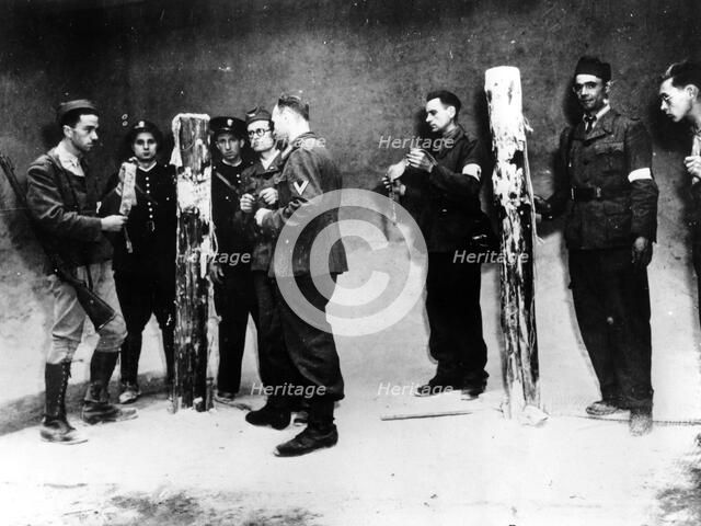 Execution posts used by the Nazis in the Air Ministry basement during the occupation, Paris, 1944. Artist: Unknown