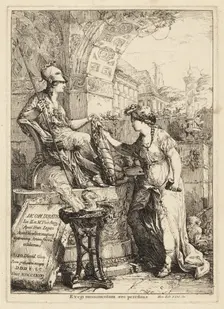 Exegi Monumentum (Art Inscribing Minerva's Shield), 1775. Creator: Giovanni David